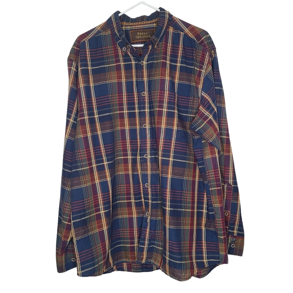 Basic Options Men's Plaid Button Up Shirt X-Large